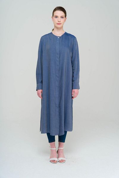 Olcay Lange Tunika mit Rundhalsausschnitt BLAU 9827