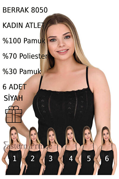 Berrak Kadın Ince Askılı Atlet 8050 Vişne Ekru Siyah Somon Beyaz Gri Tek Renk