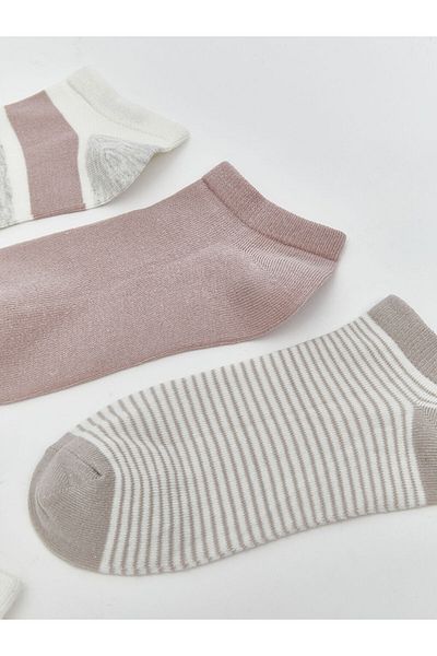 LC Waikiki Lcw Dream Ecru Patterned Women's Booties Socks 5-Pack