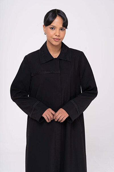 Olcay Large Size Lined Sişi Top Coat Black 6546
