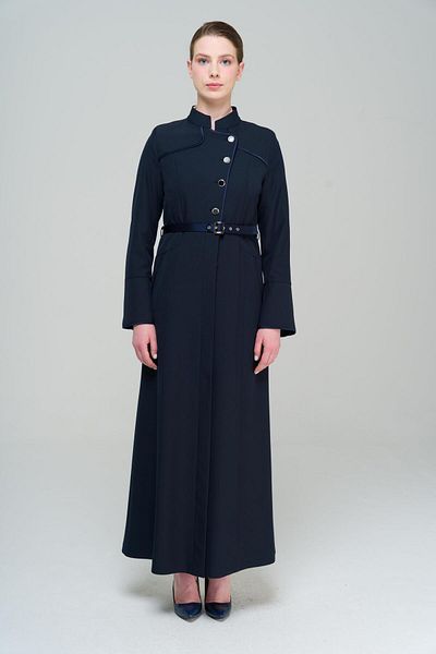 Olcay Pásek s límcem a saténový detailně lemovaný vrchní kabát NAVY BLUE 6563