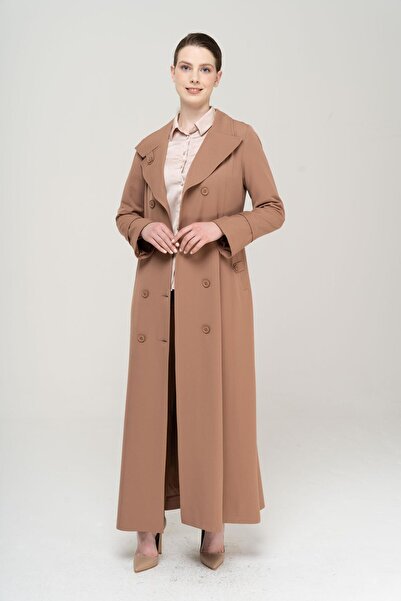 Olcay Τοπ παλτό Punto Detailed Double Breasted Lined Top Coat KAMEL 6551