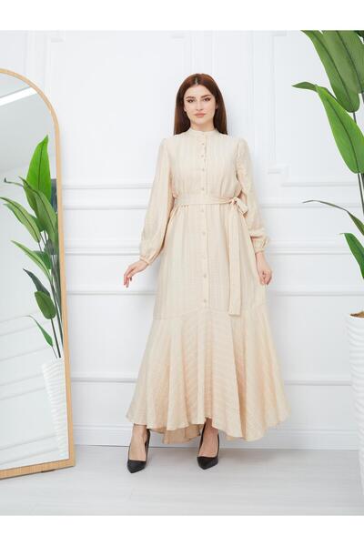 Olcay Φούστα Flounce Self-Rige Μέση Ζώνη Μακρύ Φόρεμα ΜΠΕΖ 9947-E