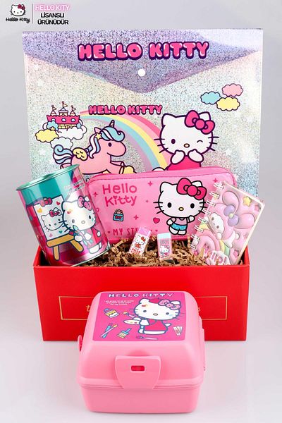 Hello Kitty مجموعة مدرسية مكتبية مع حقيبة أقلام رصاص مرخصة من DEKOMUS مع صندوق مخصص