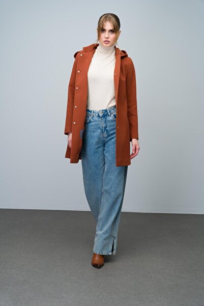 Olcay Kıremıt 3003 - High Collar and Removable Hooded Coat