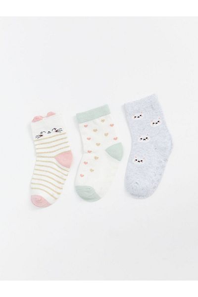 LC Waikiki New Season Printed Baby Girl Socks 3-Piece - S53725Z1