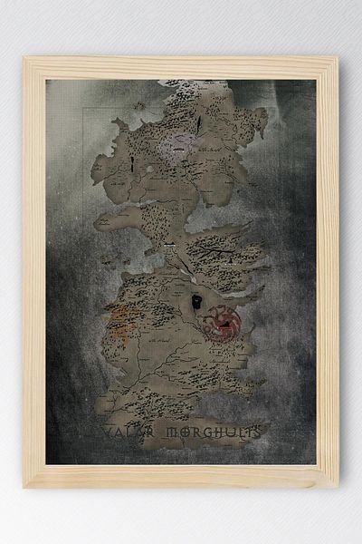 Saturn Game of Thrones Map Framed Painting - Game of Thrones Tv Series Poster Painting