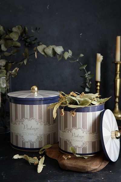 EVLE Elegance Patterned 2-Piece Metal Storage Set - 2.1 Liters & 4.1 Liters Erb48V5