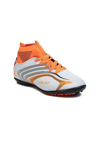 Walked Бяло-оранжеви обувки за изкуствена трева 435-25 с чорапи - 36-39