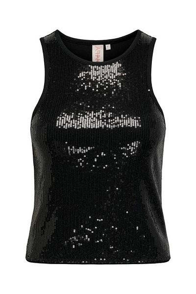 ONLY ONLLINDSAY SEQUINS TANK TOP WVN Γυναικεία Μαύρη Μπλούζα - 15332690