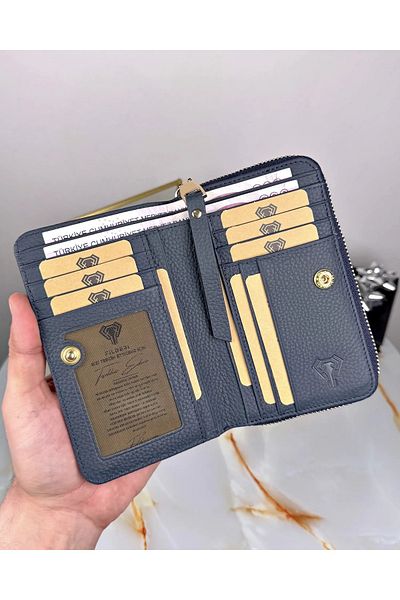 Fil Deri Луксозен дамски портфейл от естествена кожа с много отделения и цип 2091