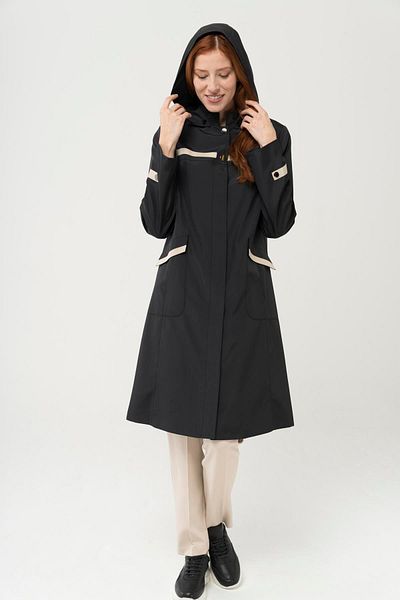 Olcay Odnímatelný trenčkot Garni Detailed Trench Coat Black 4285 s kapucí
