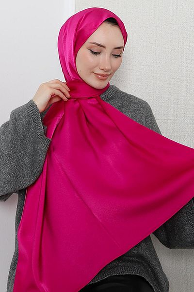 GİYZAMİLA Model Satin Shawl Fuchsia
