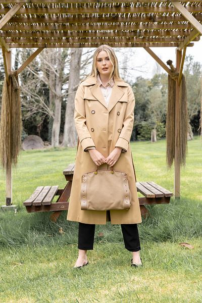 Olcay Epaulet and Cloak Detailed Double Breasted Water Repellent Intermediate Length Trench Coat KAMEL 6529