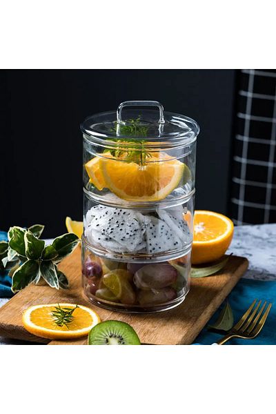 morponi Borosilicate Glass 3-Layer Storage Container & Dragee