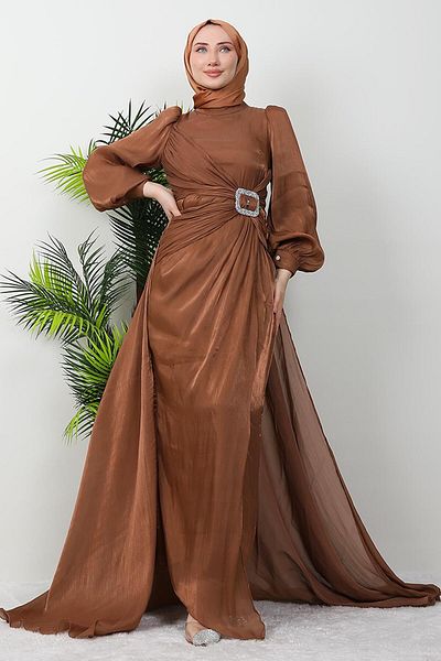 GİZ AGİYİM Ανοιχτό καφέ Aslı Φόρεμα Hijab