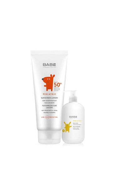 Babe لوشن واقي من الشمس للأطفال بعامل حماية من الشمس SPF 50، 100 مل، هدية 100 مل