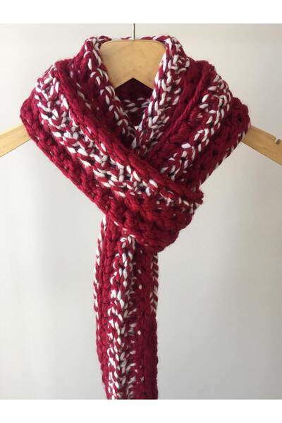 Mora Örgü وشاح من الصوف المحبوك يدويًا من Mora Knit ( 16x180 سم 220 جم) Mk 8