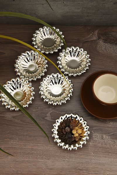 AKSESUAR EVRENİ Welin Set of 6 Coffee Side Beaded Mini Turkish Delight Bowl