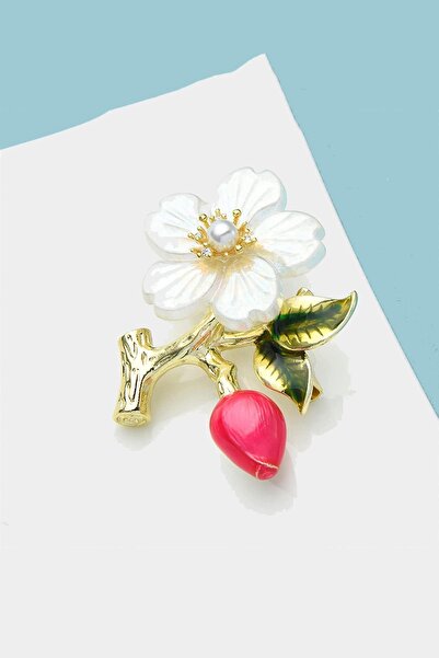 New Obsessions Sedefli Çiçek Zarif Kadın Broş