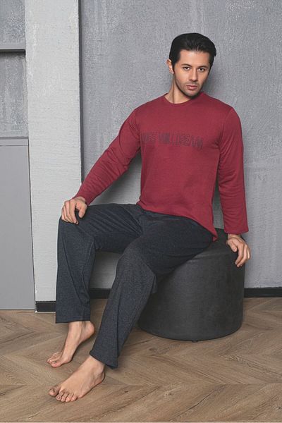 Sude HOMEWEAR Men's Long Sleeve Two Thread Pajama Set