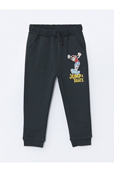 LC Waikiki بنطال رياضي للأولاد من أنثراسايت بخصر مطاطي نوستالجيك مونكي مطبوع