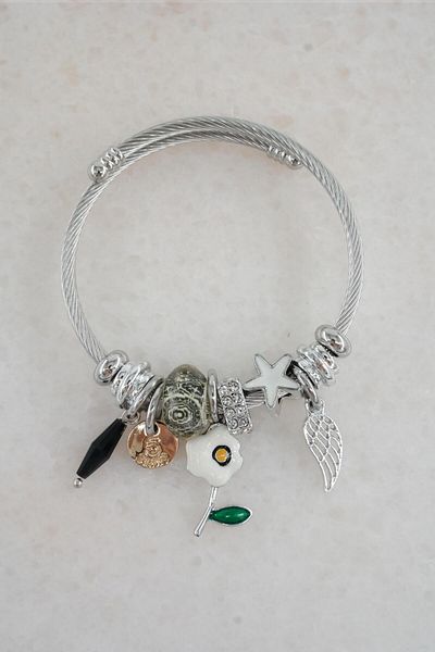 By Zeyna Aksesuar Women's Flower Figured Charm Bracelet