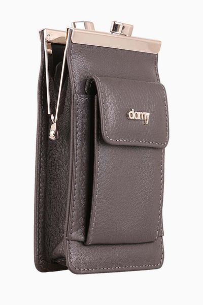 DAMY Anthracite K702 - Long Short Slim Cigarette Box, Genuine Leather Cigarette Portfolio and Case
