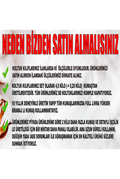 KILIFSAN Petek Kumaş 2 Adet Üçlü Çekyat- 2 Adet Tekli Koltuk Kılıfı Seti