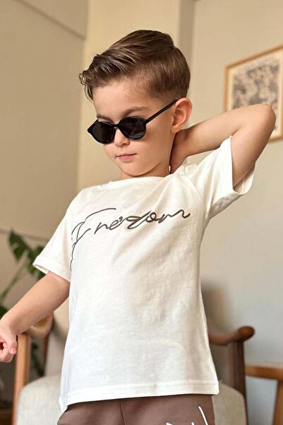 Riccotarz Σετ μπλουζάκι με στάμπα Fredoom για αγόρια και καφέ φούτερ - Φιγούρα αετού