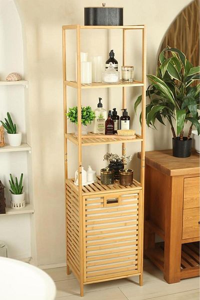 Digithome Καλάθι ρούχων 4 ραφιών Bamboo Dirty Bathroom - DB-0009