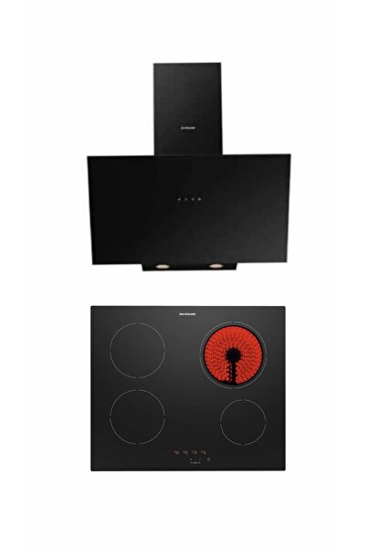 Silverline İkili Siyah Ankastre Set (3481 Flam Siyah Davlumbaz - VC8210B01 Elektrikli Ocak)