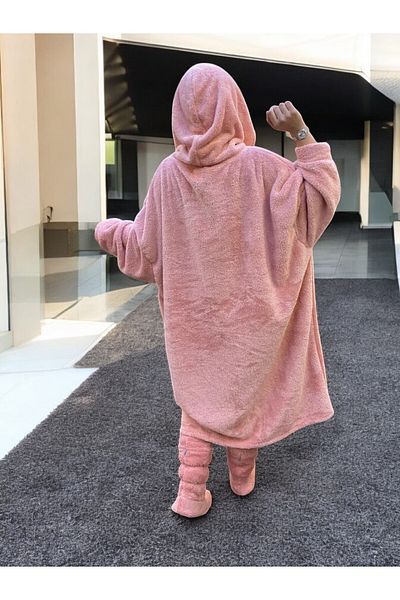 fluffy Wellsoft Wearable Hooded Healthy Jumpsuit - Warm Design for Television and Sleep