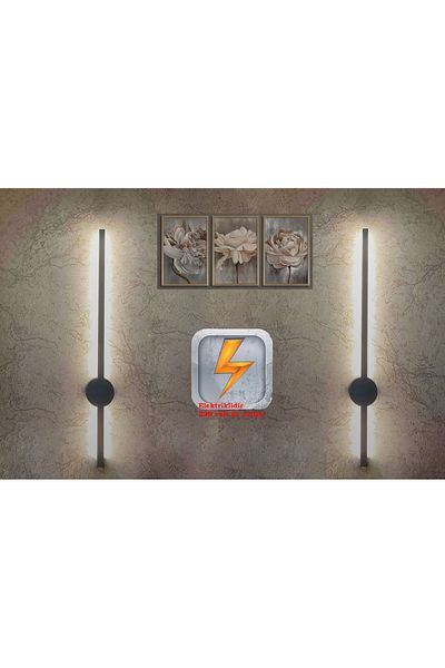 gaziantepavize Yumato 70cm Black Led Daylight - 2 Modern Case Decorative Wall Sconces (Not Battery)