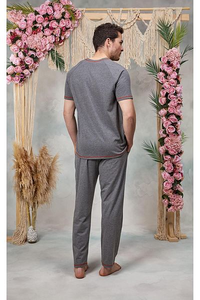 Doreanse Ανδρικό Σετ Πιτζάμα T-Shirt με γκρι λαιμόκοψη 25Y4566