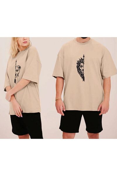 Rex Darius Lion Couples Printed Shorts, T-shirt Oversize T-Shirt Set Couple 2-Piece Lover Combination