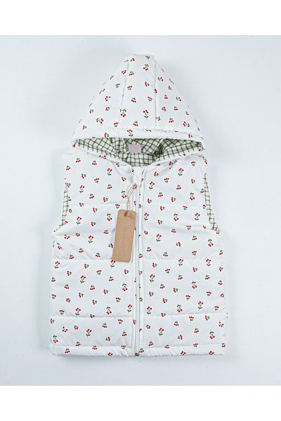 Baby Minty Cherry Patterned Hooded Children's Vest