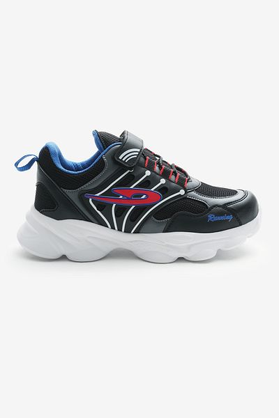 Tonny Black Παιδικά Unisex Μαύρα Σαξ Φαγιόν Αθλητικά Παπούτσια με Λαστιχένια Δαντέλα και Velcro
