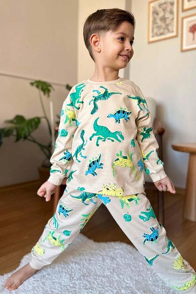 Riccotarz Σετ πιτζάμες για αγόρι με στάμπα Dinosaur Crew Neck