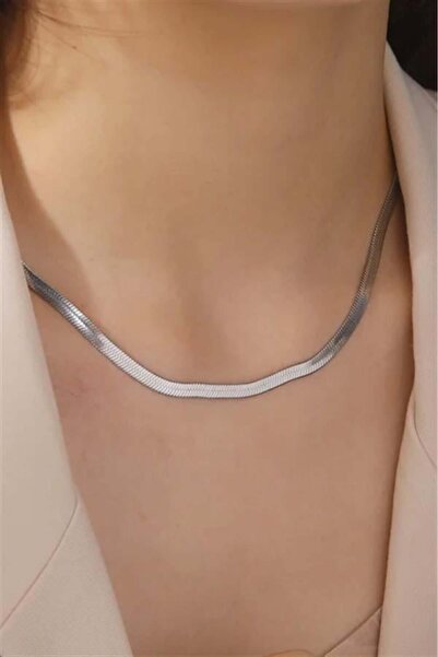 By Zeyna Aksesuar Women's 316 L Stainless Steel 60 cm Silver Color Italian Ch...