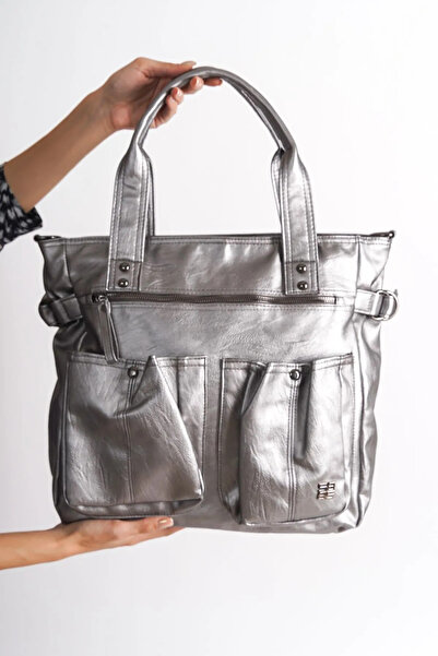 Shoesers Women's Washed Leather Oversized Shoulder Bag with Plenty of Pockets