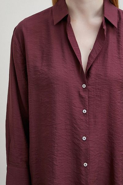 Never more Claret Red Modal Basic V-Neck Shirt