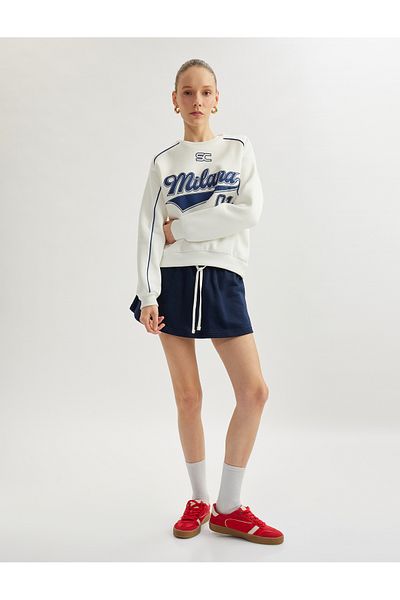 Koton Raised College Printed Crew Neck Long Sleeve Oversize Sweatshirt