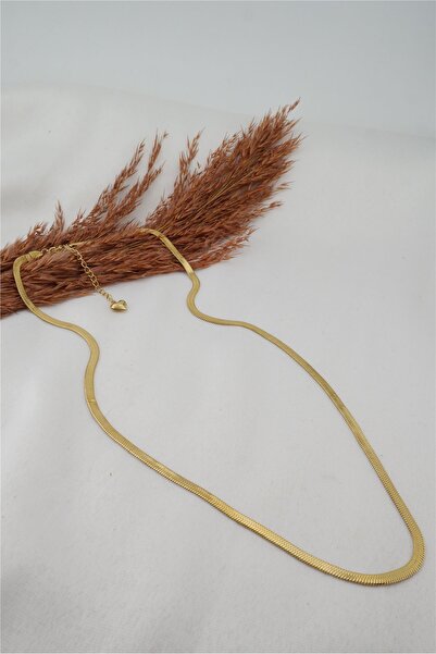 By Zeyna Aksesuar Women's Steel Tarnish Resistant 60 Cm Gold Color Italian Ch...