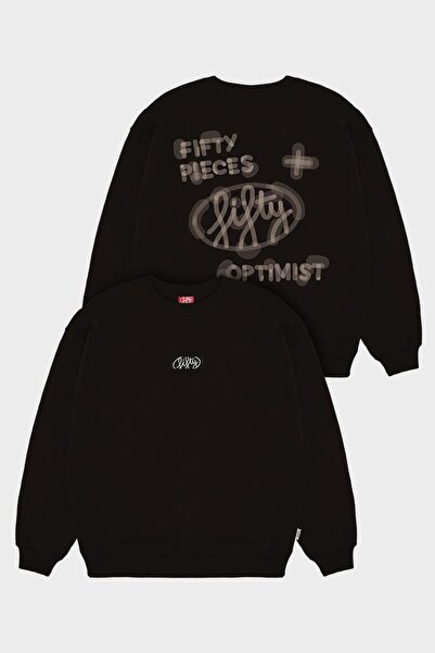 Fifty Pieces Kahverengi Oversize Sırt Baskılı Sweatshirt