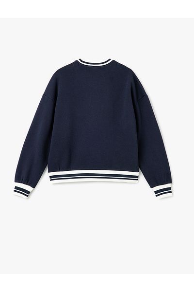Koton Raised College Printed Crew Neck Ribbed Oversize Sweatshirt