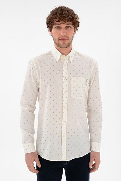 U.S. Polo Assn. Men's Cream Regular Fit Pocket Shirt 50296606-Vr071