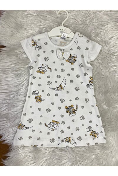 skycott bebek kalp hayvan baskılı kolsuz elbise fiyonk detay pamuklu