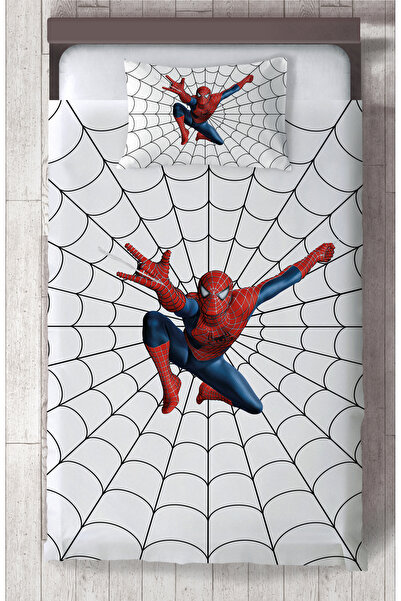 MEKTA HOME BEBEK VE ÇOCUK ODASI Ağ ve Spiderman Desenli Yatak Örtüsü