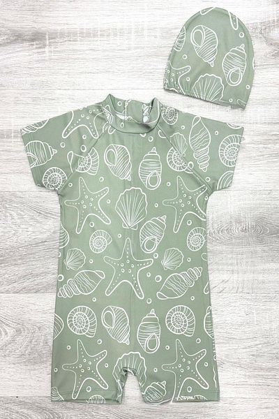 My Kids Wear Boy's Jumpsuit Swimsuit with Boned, Washed Zipper, Sun Protection